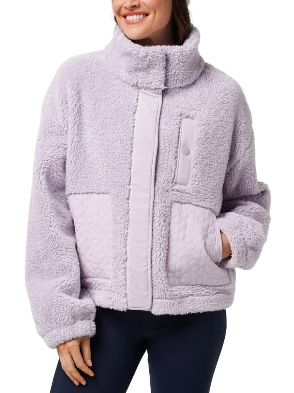 TravisMathew Sweet Heat Sherpa Fleece Jacket Iris Lavender Snap Front Cozy